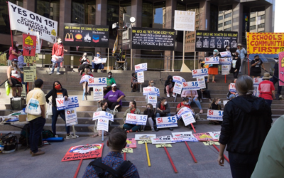 Teachers, nurses, students rally for Prop. 15: Event at Trump-owned building focuses on property-tax reform.