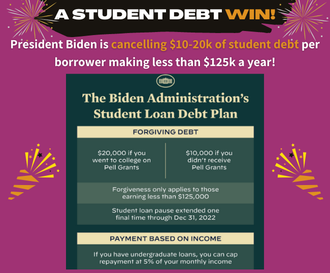 BREAKING: President Biden announces that he will cancel $10-20k in student debt per borrower making less than $125k a year